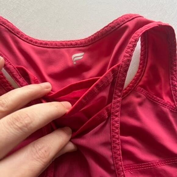 Fabletics Pink Racerback Trinity High Impact Sports Bra Mesh Pocket Medium - Picture 6 of 9